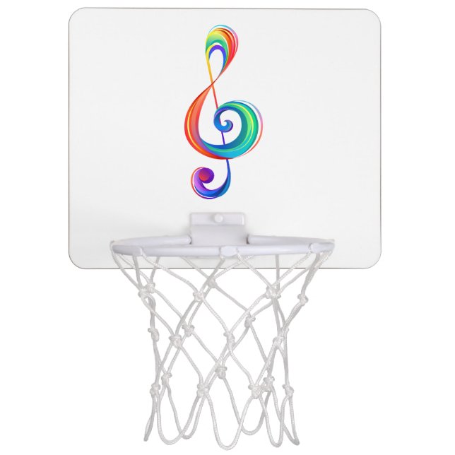 Layered rainbow treble clef mini basketball hoop (Front)