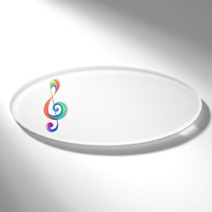 Layered rainbow treble clef name tag