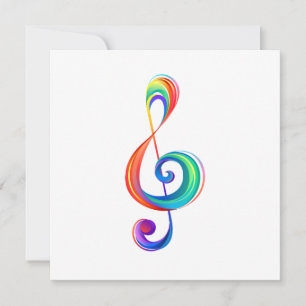Layered rainbow treble clef note card