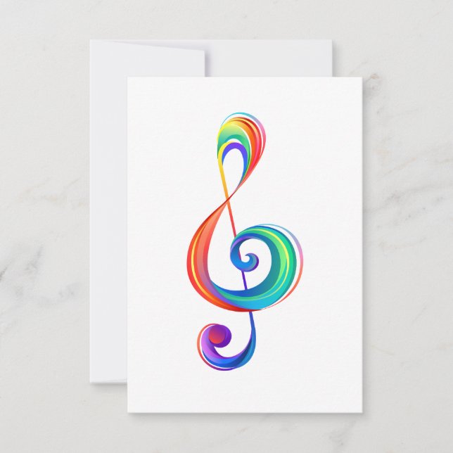 Layered rainbow treble clef note card (Front)