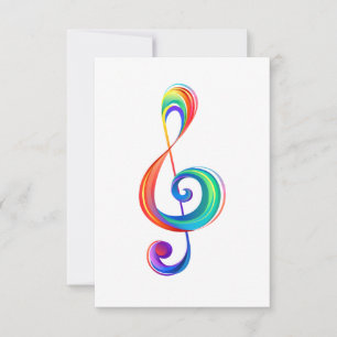 Layered rainbow treble clef note card