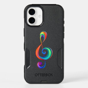 Layered rainbow treble clef iPhone 16 plus case