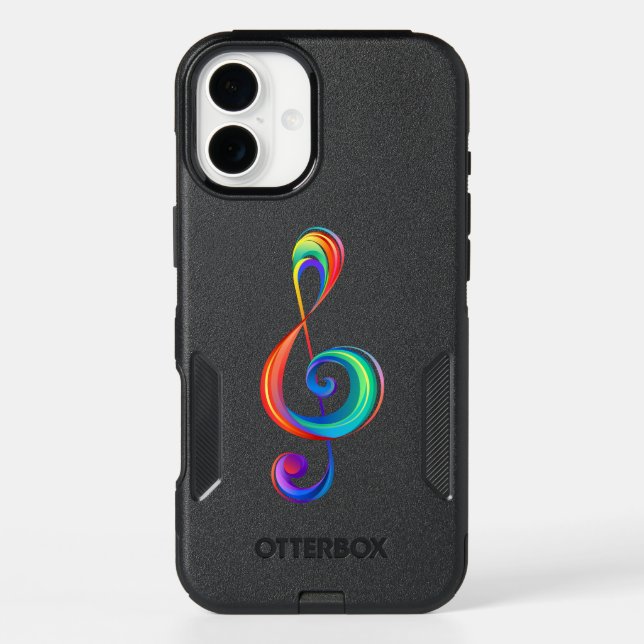 Layered rainbow treble clef otterbox iPhone case (Back)