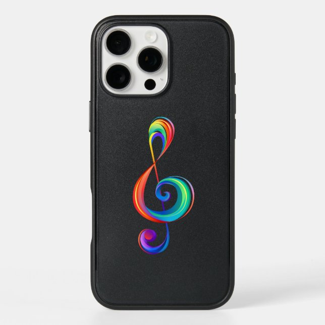 Layered rainbow treble clef otterbox iPhone case (Back)