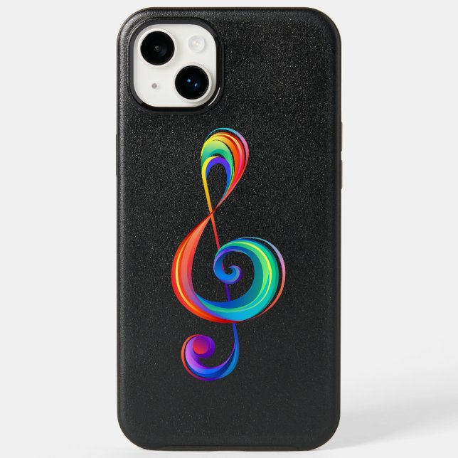 Layered rainbow treble clef otterbox iPhone case (Back)