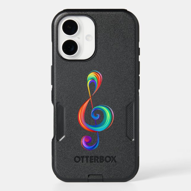 Layered rainbow treble clef otterbox iPhone case (Back)