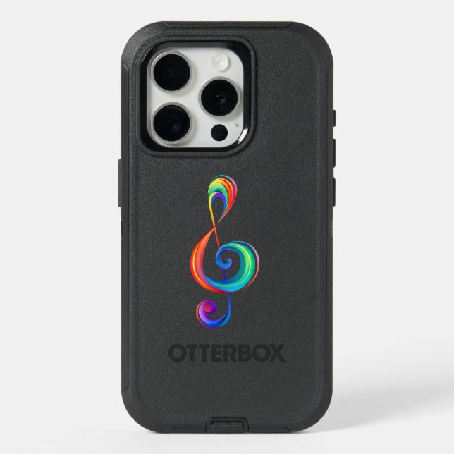 Layered rainbow treble clef otterbox iPhone case (Back)