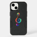Layered rainbow treble clef OtterBox iPhone 14 case