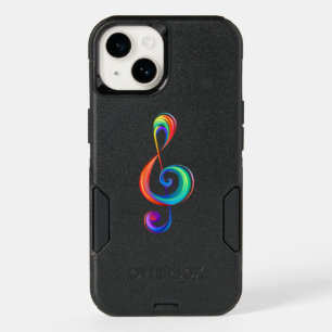 Layered rainbow treble clef OtterBox iPhone 14 case