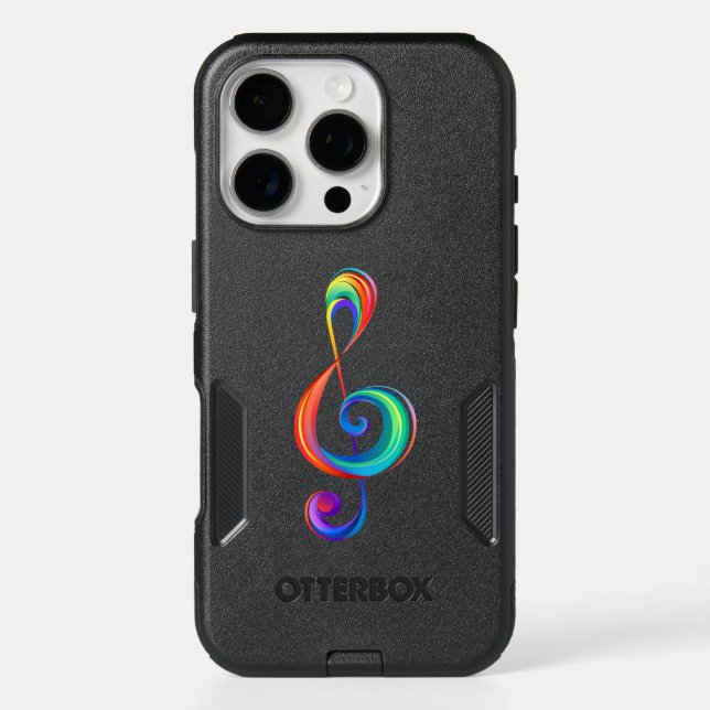 Layered rainbow treble clef otterbox iPhone case (Back)