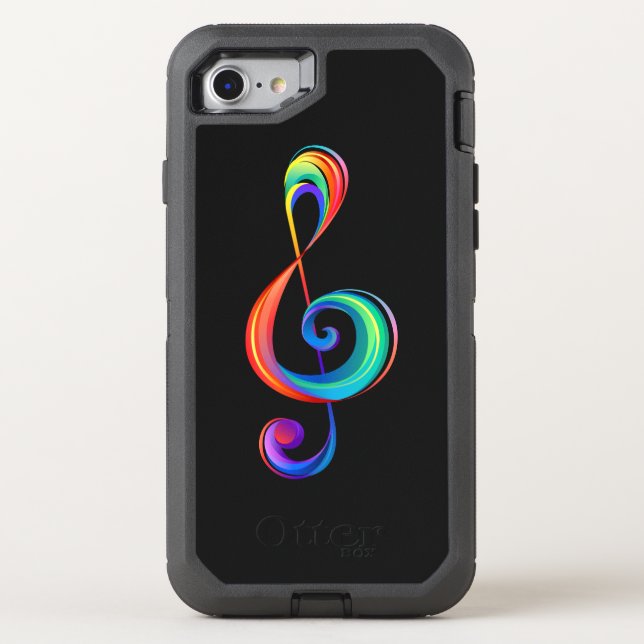 Layered rainbow treble clef otterbox iPhone case (Back)
