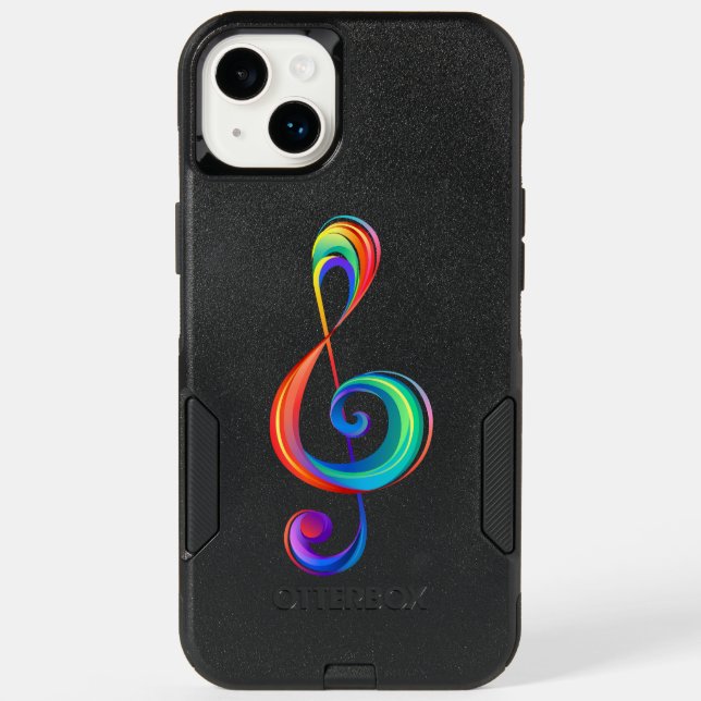 Layered rainbow treble clef otterbox iPhone case (Back)