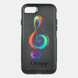 Layered rainbow treble clef OtterBox commuter iPhone SE/8/7 case
