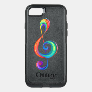Layered rainbow treble clef OtterBox commuter iPhone SE/8/7 case