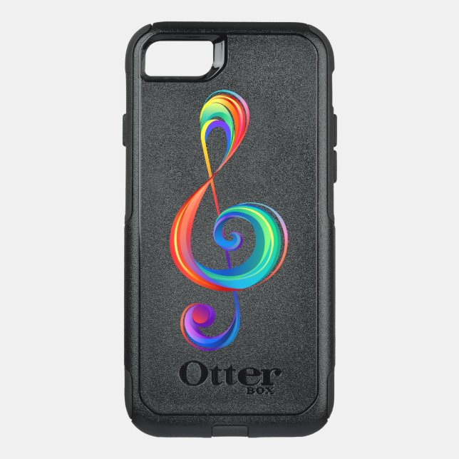 Layered rainbow treble clef otterbox iPhone case (Back)