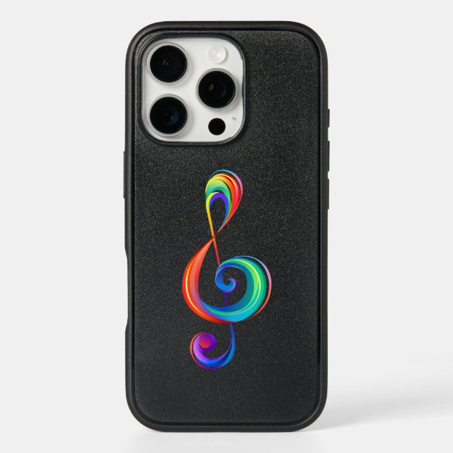 Layered rainbow treble clef otterbox iPhone case (Back)