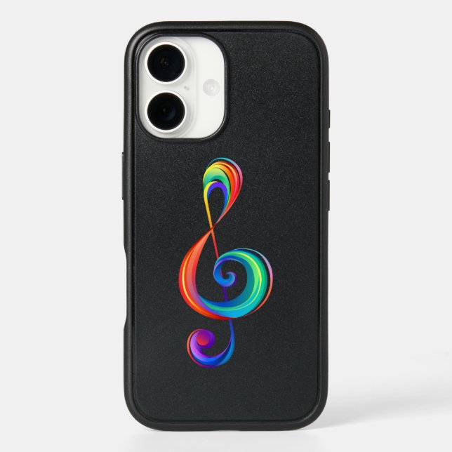 Layered rainbow treble clef otterbox iPhone case (Back)