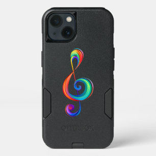 Layered rainbow treble clef iPhone 13 case