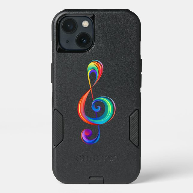 Layered rainbow treble clef otterbox iPhone case (Back)