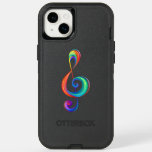 Layered rainbow treble clef OtterBox iPhone 14 plus case