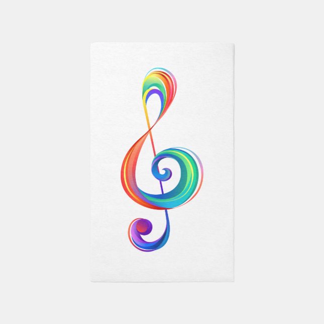 Layered rainbow treble clef outdoor rug (Front (Vertical))