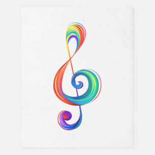 Layered rainbow treble clef outdoor rug