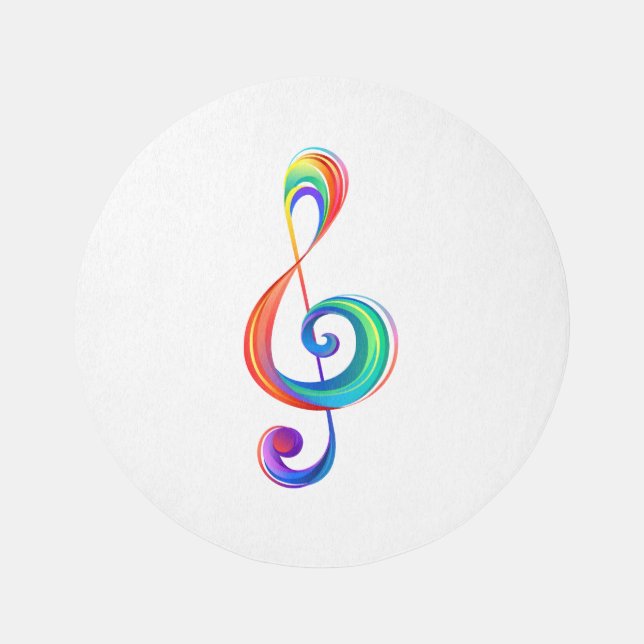 Layered rainbow treble clef outdoor rug (Front)