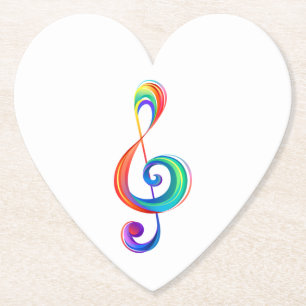 Layered rainbow treble clef paper coaster