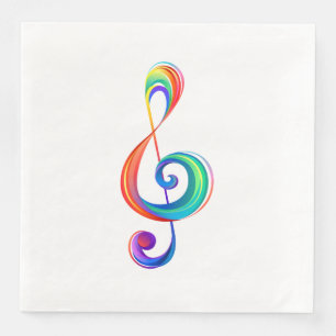 Layered rainbow treble clef paper dinner napkins