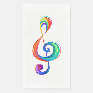 Layered rainbow treble clef paper guest towels