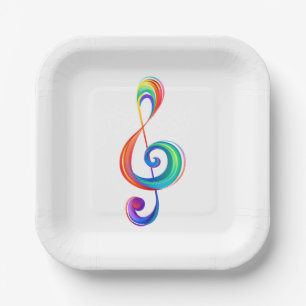 Layered rainbow treble clef paper plates