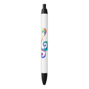 Layered rainbow treble clef pen