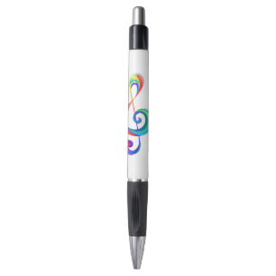 Layered rainbow treble clef pen