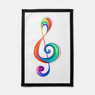 Layered rainbow treble clef pennant