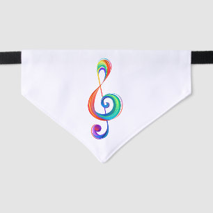 Layered rainbow treble clef pet bandana collar