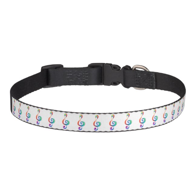 Layered rainbow treble clef pet collar (Front)