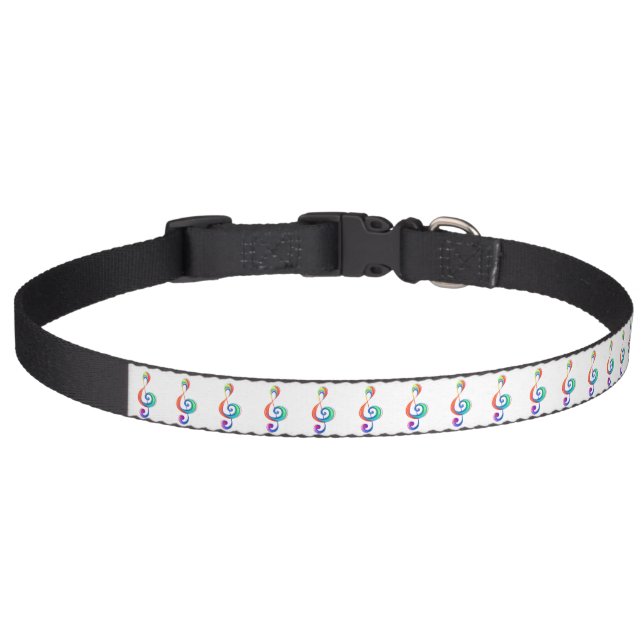 Layered rainbow treble clef pet collar (Front)