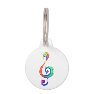 Layered rainbow treble clef pet ID tag