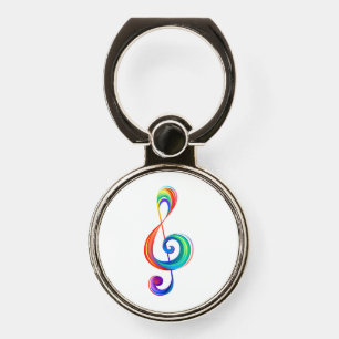 Layered rainbow treble clef phone ring stand