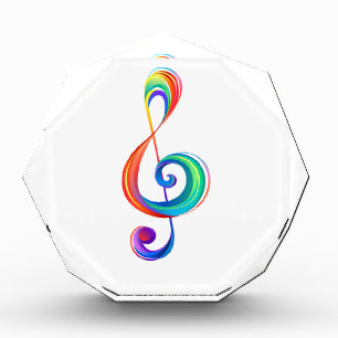 Layered rainbow treble clef photo block