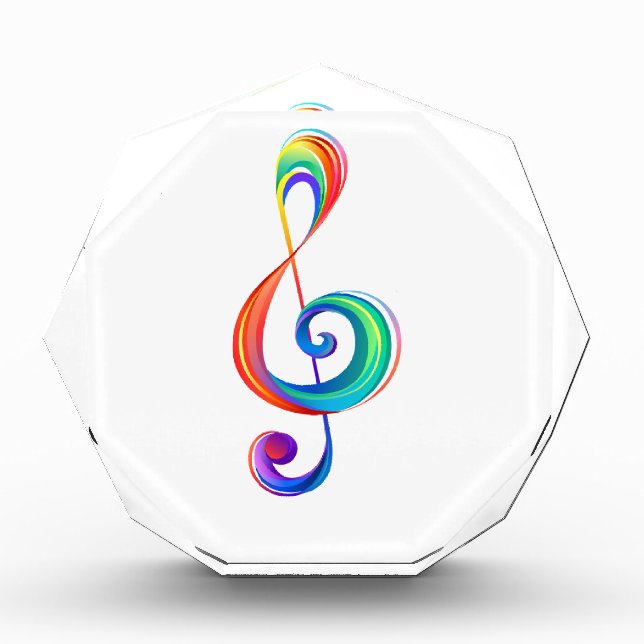 Layered rainbow treble clef photo block (Front)