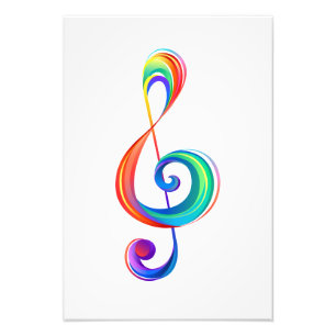 Layered rainbow treble clef photo print