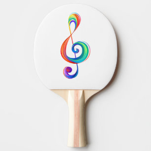 Layered rainbow treble clef ping pong paddle