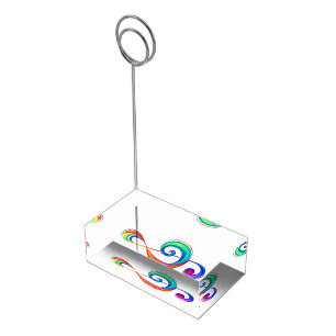 Layered rainbow treble clef place card holder