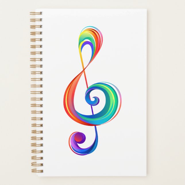 Layered rainbow treble clef planner (Front)