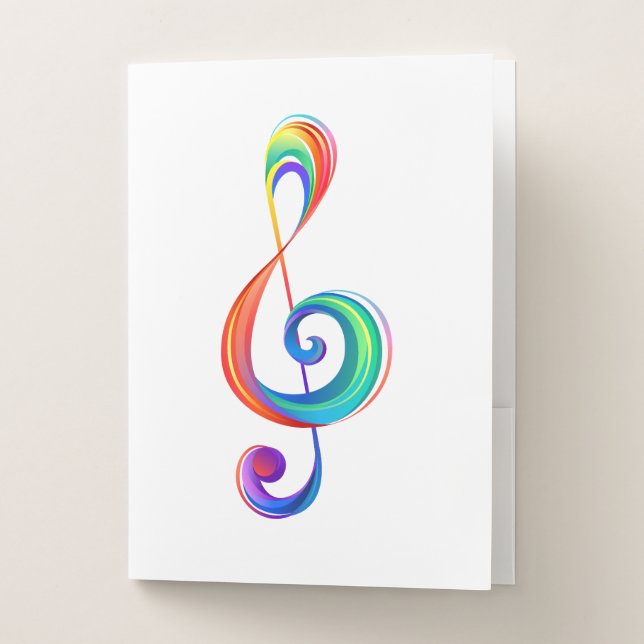 Layered rainbow treble clef pocket folder (Front)