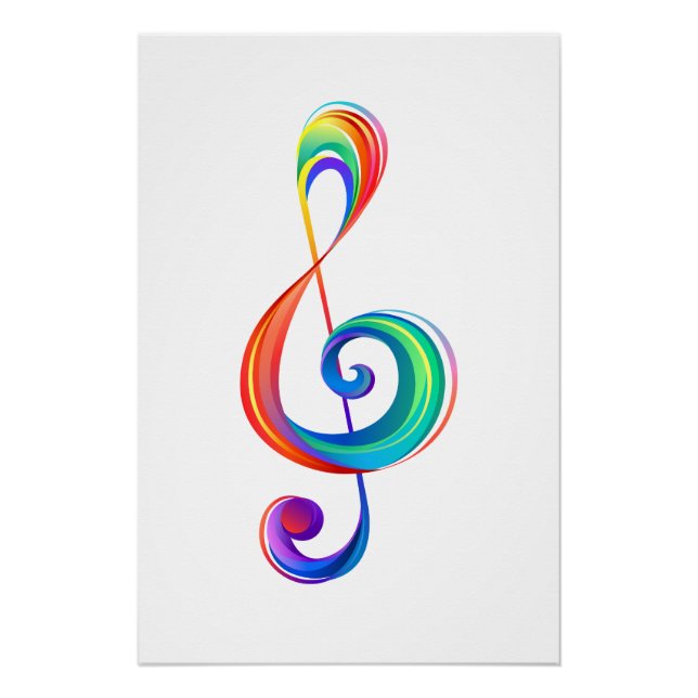Layered rainbow treble clef poster (Front)