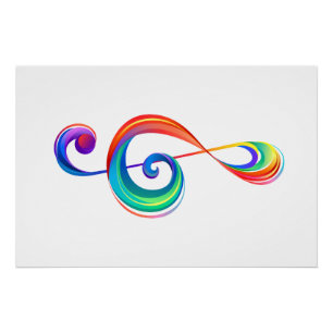 Layered rainbow treble clef poster