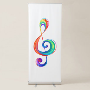 Layered rainbow treble clef retractable banner