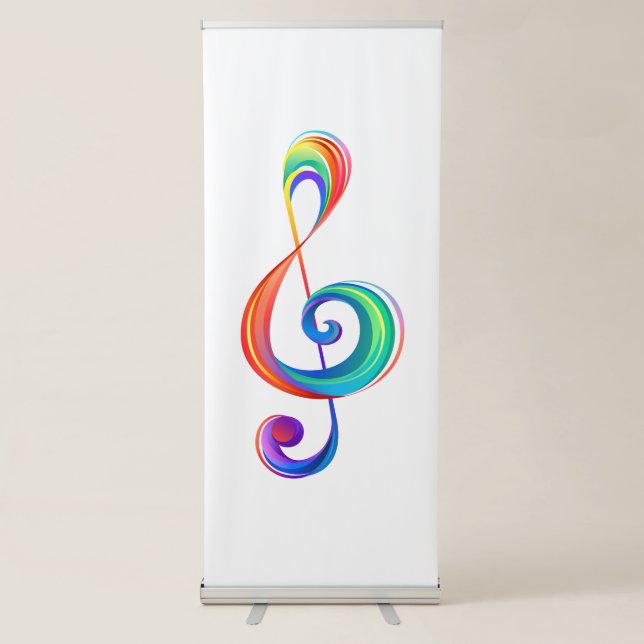 Layered rainbow treble clef retractable banner (Front)